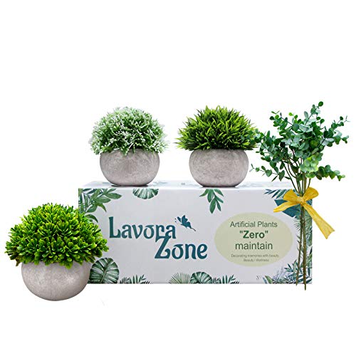 Lavora Zone Mini plantas artificiales 3+1 pieza Set pequeñas plantas falsas vegetales artificiales Topiary Plantas y flores para decoración