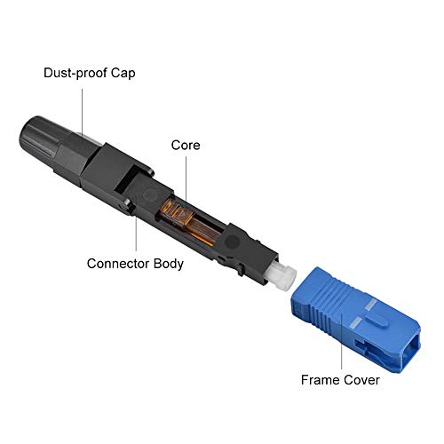 Lazmin Conector de Fibra óptica SC/UPC, FTTH ODF CATV Adaptador rápido de Modo único Kit de Conector rápido de Fibra óptica (10 Piezas Azul Negro)