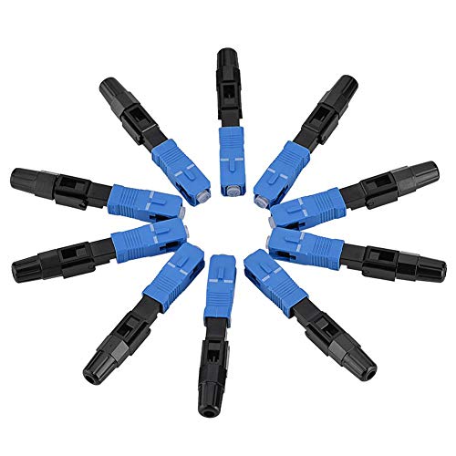 Lazmin Conector de Fibra óptica SC/UPC, FTTH ODF CATV Adaptador rápido de Modo único Kit de Conector rápido de Fibra óptica (10 Piezas Azul Negro)