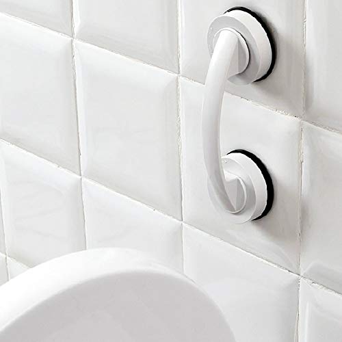 LDMD Asidero Ducha Barra de Agarre con Ventosa Blanca para Inodoro, Seguridad en El Baño, Soporte Antideslizante para Rieles de Mano para Ancianos/Discapacitados/Niños, Altura Ajustable