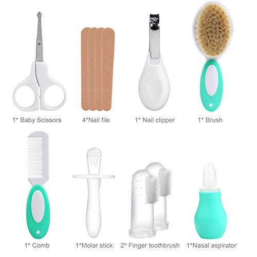 LEADSTAR Bebe Recien Nacido, Set para el Cuidado del Bebé, 8 PCS Neceser Bebe Cuidado de Aseo Bebé Kit de Cuidado de Salud Seguro Infantil Enfermera Diaria Herramienta Cepillo de Pelo Tijeras de Uñas