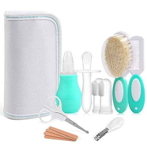 LEADSTAR Bebe Recien Nacido, Set para el Cuidado del Bebé, 8 PCS Neceser Bebe Cuidado de Aseo Bebé Kit de Cuidado de Salud Seguro Infantil Enfermera Diaria Herramienta Cepillo de Pelo Tijeras de Uñas