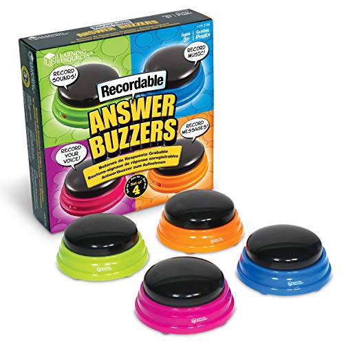 Learning Resources- Botones de Respuesta grabables, Set de 4, Color (LER3769)