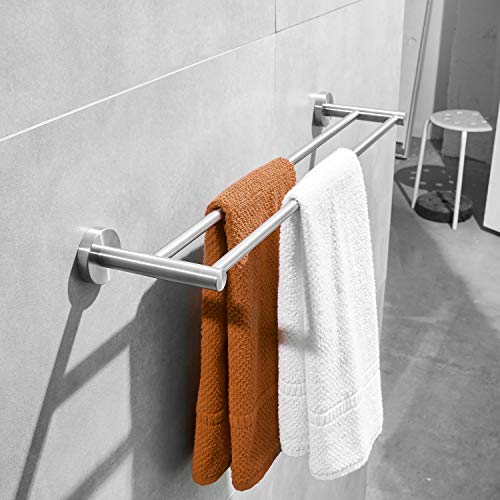 Leekayer Toalleros de Barra para baño 40 cm Toalleros de Barra para Baño Doble Sus 304 Inoxidable Acero, Cepillado