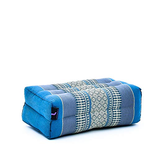 LEEWADEE Set de 2 Bloques de Yoga pequeños – Cojines para Pilates, Almohadas para el Suelo Hechas a Mano de kapok, 35 x 18 x 12 cm, Set de 2, Rojo Verde