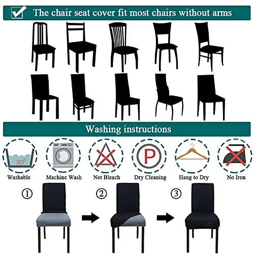 Leeyunbee 6 Piezas Fundas de Sillas de Comedor, Elásticas y Modernas Funda Asiento Silla, Desmontables Lavables Cubiertas para Sillas para Comedor Banquete de Boda Decoración (Jacquard Verde Oscuro)