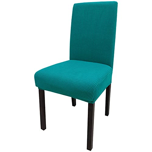 Leeyunbee 6 Piezas Fundas de Sillas de Comedor, Elásticas y Modernas Funda Asiento Silla, Desmontables Lavables Cubiertas para Sillas para Comedor Banquete de Boda Decoración (Jacquard Verde Oscuro)