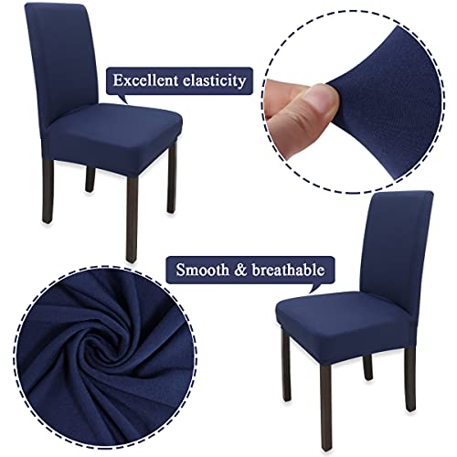 Leeyunbee 6 Piezas Fundas de Sillas de Comedor, Elásticas y Modernas Funda Asiento Silla, Desmontables Lavables Cubiertas para Sillas para Comedor Hotel Banquete de Boda Decoración (Azul Marino)