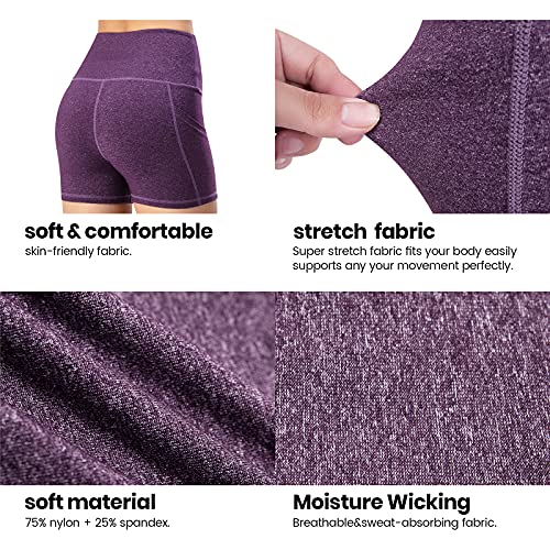 Leggings de yoga para mujer, talle alto, bolsillos para efecto faja, pantalones de entrenamiento, pantalones informales, Mujer, Pantaloni cropped, morado, extra-small