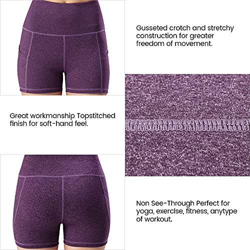 Leggings de yoga para mujer, talle alto, bolsillos para efecto faja, pantalones de entrenamiento, pantalones informales, Mujer, Pantaloni cropped, morado, extra-small