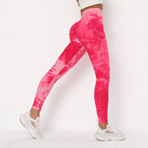 Leggings Mujer Fitness, Scrunch acanalada Butt elevación polainas flacas textura pantalones de entrenamiento de yoga de la mujer Operando gimnasio de fitness Medias deportivas Empuje hacia arriba para