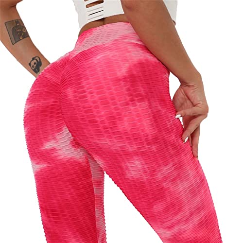 Leggings Mujer Fitness, Scrunch acanalada Butt elevación polainas flacas textura pantalones de entrenamiento de yoga de la mujer Operando gimnasio de fitness Medias deportivas Empuje hacia arriba para