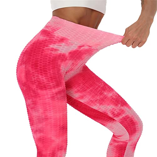 Leggings Mujer Fitness, Scrunch acanalada Butt elevación polainas flacas textura pantalones de entrenamiento de yoga de la mujer Operando gimnasio de fitness Medias deportivas Empuje hacia arriba para