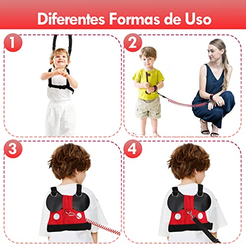 Lehoo Castle Arnés Niños para Caminar, Correa para Niños Seguridad, 4-en-1 Ajustable Arnés de Bebe, Correa para Niños Antiperdida Arnes Niños, Arnés de Seguridad para Caminar Niños, Mickey