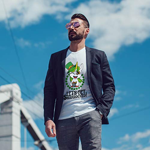 lepni.me Camiseta de Manga Larga para Hombre ¡Vamos a ser tumbados! Afortunado día de San Patricio del Unicornio (Medium Azul Multicolor)