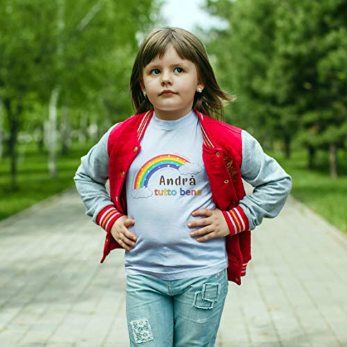 lepni.me Camiseta para Niños Andra Tutto Bene Еncouraging Frase de Esperanza (9-11 Years Blanco Multicolor)