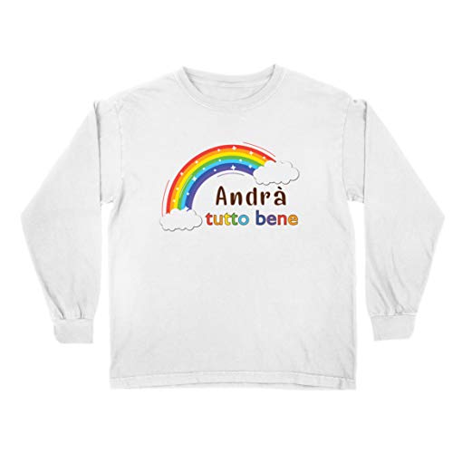 lepni.me Camiseta para Niños Andra Tutto Bene Еncouraging Frase de Esperanza (9-11 Years Blanco Multicolor)