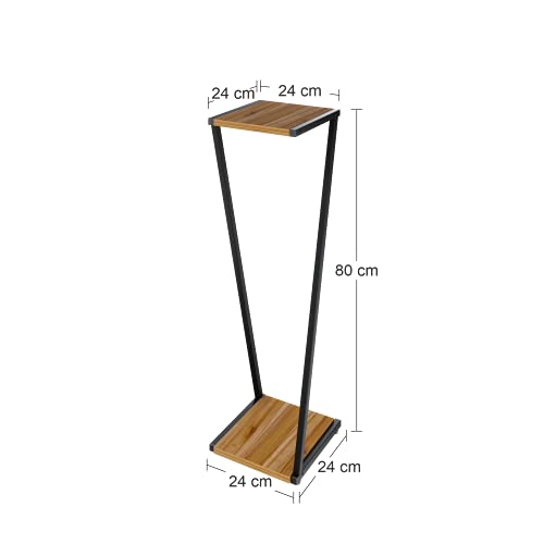 LEVIRA – Jardinera, Soporte para Plantas, Celtis - 24 x 80 - Negro y Nogal Tróia