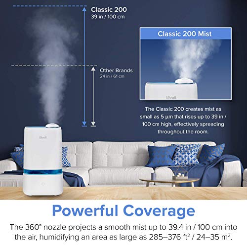 Levoit Humidificador Ultrasónico de Niebla Fría de 4L para Bebés (sin BPA), Difusor de Aroma, Funcionamiento Silencioso, Apagado Automático, con 3 Niveles de Niebla, Dura hasta 40 horas, Classic