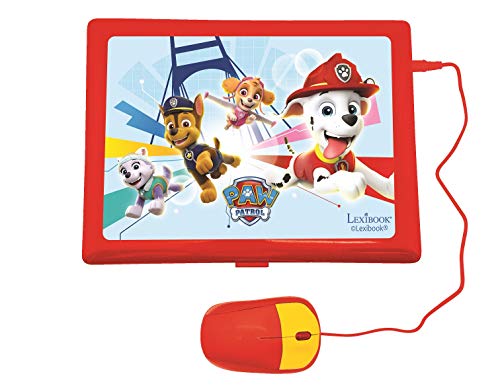 LEXIBOOK- Paw Patrol - Ordenador portátil Educativo y bilingüe español/inglés - Juguete para niños con 124 Actividades para Aprender, Juegos y música con Chase y Marshal - Azul/Rojo, JC598PAi2