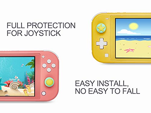 LeyuSmart Ocean World - Tapas de agarre para pulgar (estrella de mar y caracola) para Nintendo Switch & Lite, funda de silicona suave para mando Joy-Con