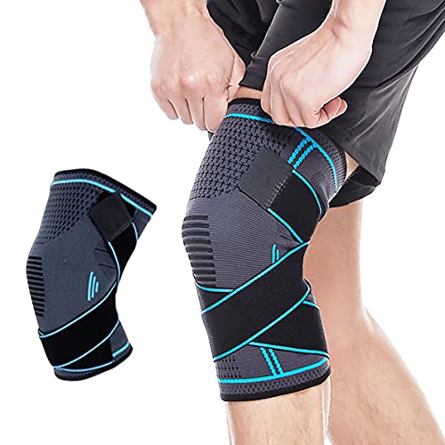 Libartly Antideslizante Hombres Mujeres Deportes Rodilleras Mangas De Compresión Dolor En Las Articulaciones Alivio De La Artritis Correr Fitness Elástico Wrap Brace - Azul L