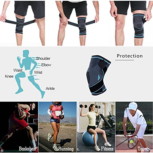 Libartly Antideslizante Hombres Mujeres Deportes Rodilleras Mangas De Compresión Dolor En Las Articulaciones Alivio De La Artritis Correr Fitness Elástico Wrap Brace - Azul L