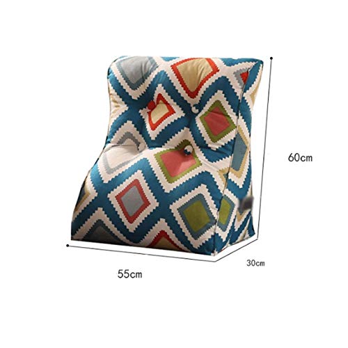 LICHUAN 45 x 55 cm, cojín triangular, cojín trasero de cuña para sofá, cama, oficina, silla, cojín de reposo de cama, almohada (color: C, tamaño: 55 x 30 x 60 cm)