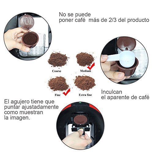 Lictin 6 Pack Cápsulas Filtros de Café Recargable Reutilizable para Cafetera Dolce Gusto Resistente Más de 150 Usos de Sustitucion con Equipo Incluye 2 Cuchara y 2 Cepillo i cafilas