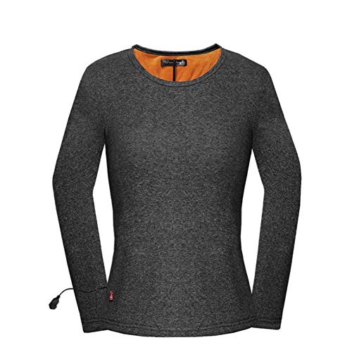 LieYuSportFF Ropa Interior Termico Mujeres,USB Que Carga la Ropa Interior Térmica Calentada,A Prueba de frío Invierno Camiseta Termica Mujer Manga Larga para Interior Al Aire Libre Deportes,Gris,M