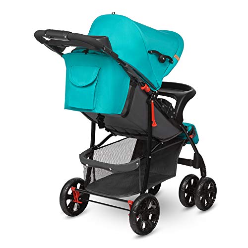 LIONELO Emma Plus Silla de paseo hasta 15 kg 6-36M Respaldo ajustable Cinturón de seguridad de 5 puntos Capucha profunda Organizador para padres Vivid Turquoise