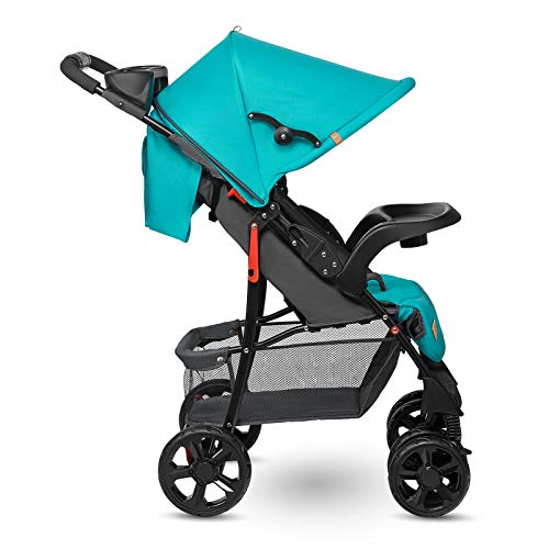 LIONELO Emma Plus Silla de paseo hasta 15 kg 6-36M Respaldo ajustable Cinturón de seguridad de 5 puntos Capucha profunda Organizador para padres Vivid Turquoise