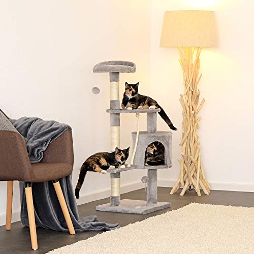 lionto by dibea Árbol rascador para Gatos Altura 112 cm Gris Claro