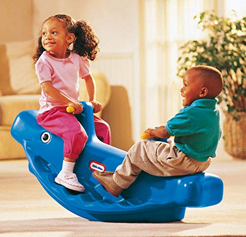 Little Tikes Ballena Balancín - Juego Activo para Niños, Asas de Fácil Agarre y Silla Estable para Mayor Seguridad, Caben Hasta 3 Niños, Fabricación Duradera, Azul