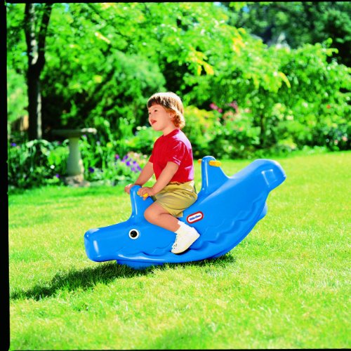 Little Tikes Ballena Balancín - Juego Activo para Niños, Asas de Fácil Agarre y Silla Estable para Mayor Seguridad, Caben Hasta 3 Niños, Fabricación Duradera, Azul