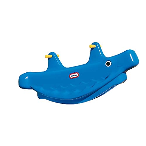 Little Tikes Ballena Balancín - Juego Activo para Niños, Asas de Fácil Agarre y Silla Estable para Mayor Seguridad, Caben Hasta 3 Niños, Fabricación Duradera, Azul