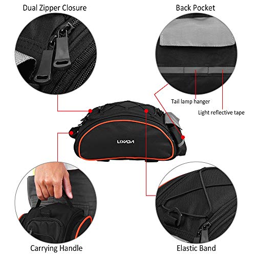 Lixada Bolsa Trasera para Bicicleta Multifuncional Bolsa de Asiento Trasero Bolsa de Hombro para Ciclismo al Aire Libre