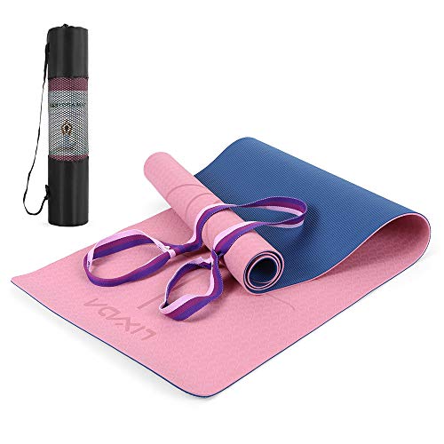 Lixada Esterilla de Yoga Antideslizante TPE Insípido con Línea de Posición Correa y Bolsa para Pilates Fitness Culturismo 183 * 61 * 0.6cm