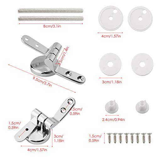 Locisne 1 par de bisagras de asiento de inodoro, bisagras de asiento de inodoro ajustables de aleación de zinc ajustables universales Accesorios para asientos de inodoro Kit de reparación de bricolaje