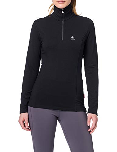 Löffler - Jersey de Manga Larga con Cremallera para Mujer, otoño/Invierno, Mujer, Color Negro - Negro, tamaño 36 [DE 34]