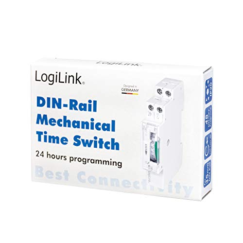 LogiLink ET0009 ET0009-DIN-RAIL - Temporizador con Temporizador mecánico para Cambiar fácilmente por Ejemplo Luces de neón, Calentadores de Agua, linternas, Sistemas de riego, etc, protección IP20