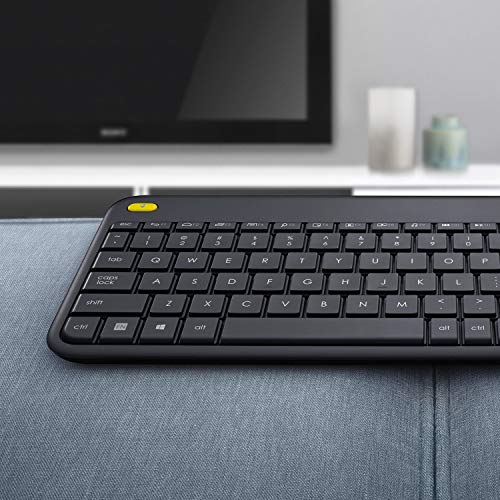 Logitech K400 Plus Teclado Inalámbrico con Touchpad para Televisores Conectados a PC, Teclas Especiales Multi-Media, Windows, Android, Ordenador/Tablet, Disposición QWERTY Español, color Negro