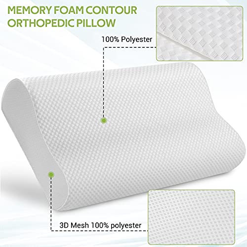 look envy Almohada Cervical de Almohada Ortopédica Espuma Viscoelástica, Almohada Ortopédica Ergonómica de Soporte Cervical , Funda de Almohada Extraible y Lavable 60x35x11/9CM