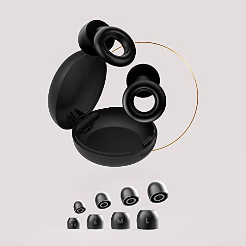 Loop Quiet - Tapones Oídos para dormir – Protección Auditiva de Silicona Suave Reutilizables + 8 Puntas para los Oidos en XS/S/M/L - Reducción Sonido 27dB - Antiruido, Estudiar - Negro