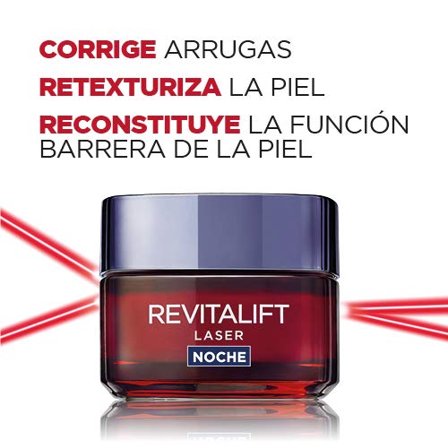 L'Oréal Paris Revitalift Láser Crema de Noche Anti-Edad Triple Acción, Antiarrugas y Multicorrección, 50 ml