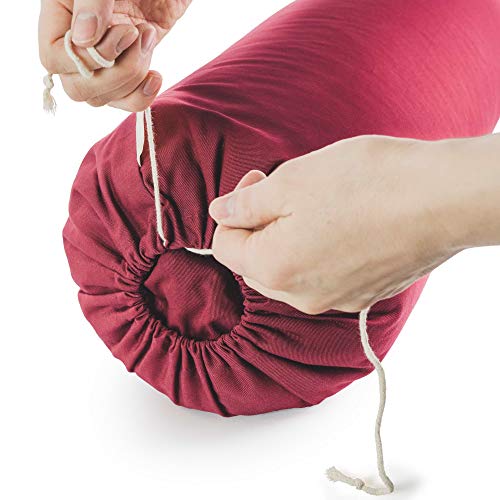 Lotuscrafts Bolster Yoga Rodillo para Yin Yoga Ø24 cm - Relleno de Espelta - Cubierta en Algodon Lavable- Cojin Yoga Rodilla - Rulo Pilates o Yoga - Bolster Yoga Algodon - Certificado Gots