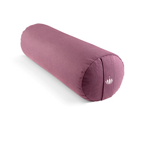 Lotuscrafts Bolster Yoga Rodillo para Yin Yoga Ø24 cm - Relleno de Espelta - Cubierta en Algodon Lavable- Cojin Yoga Rodilla - Rulo Pilates o Yoga - Bolster Yoga Algodon - Certificado Gots