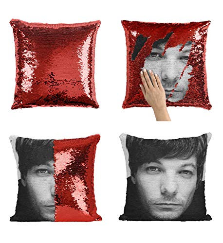 Louis Singer Tomlinson OD3 - Funda de almohada con lentejuelas (45,7 x 45,7 cm), diseño con texto en inglés "Girl Stuff Boys"