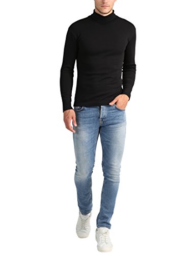 Lower East Jersey de cuello alto de corte estrecho, Hombres, Negro (paquete de 1), L