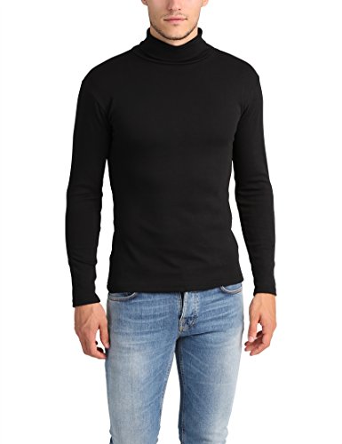 Lower East Jersey de cuello alto de corte estrecho, Hombres, Negro (paquete de 1), L